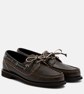 Monili leather boat shoes | Brunello Cucinelli