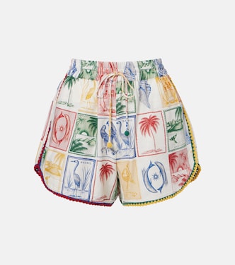 Brasil Vintage printed linen-blend shorts | Farm Rio