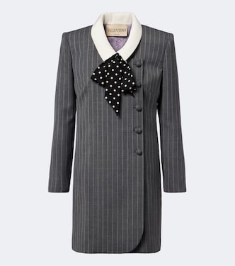 Bow-detail pinstripe virgin wool blazer dress | Valentino