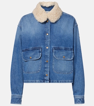 Teddy-trimmed denim shirt | Moncler