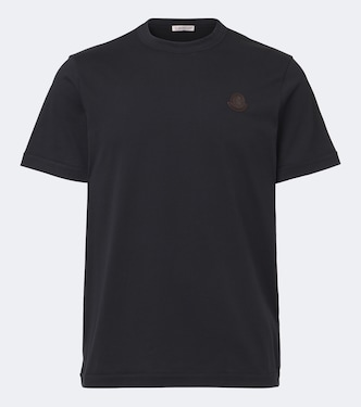 Leather-trimmed cotton jersey T-shirt | Moncler