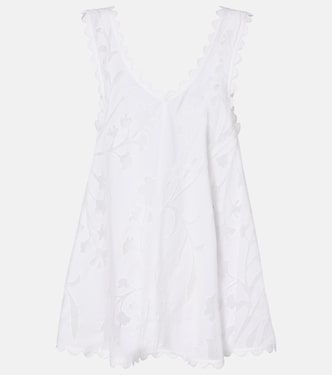 Embroidered scalloped cotton minidress | Juliet Dunn