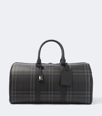 Burberry Check leather-trimmed duffel bag | Burberry