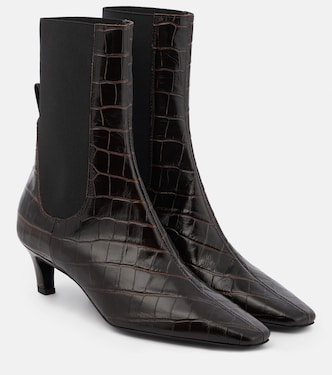 Croc-effect leather ankle boots | Toteme