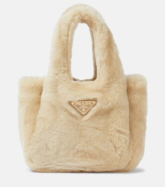 Mini shearling tote bag | Prada