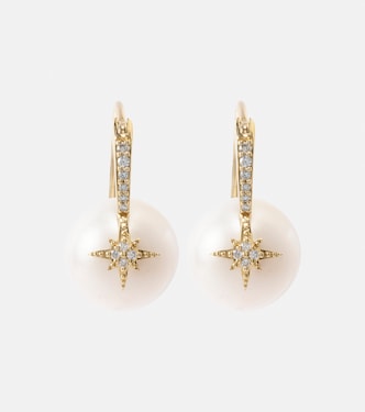 Starburst 14kt gold earrings with diamonds and pearls | Sydney Evan