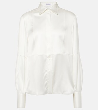 Silk-blend satin blouse | Brunello Cucinelli