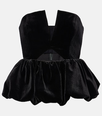 Cutout peplum velvet bandeau top | Self-Portrait