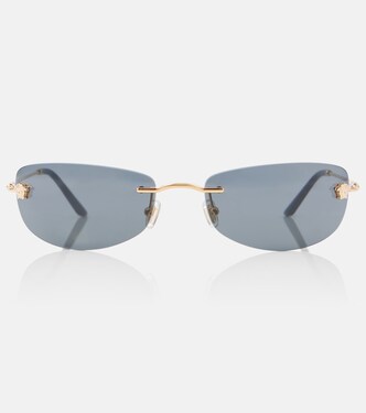 Damier Plaque rectangular sunglasses | Versace