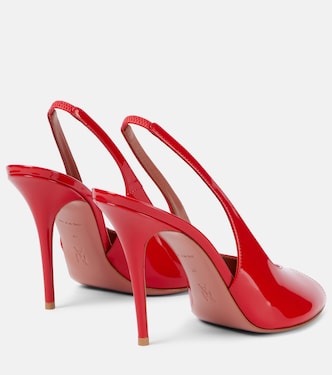Kristina 105 patent leather peep-toe pumps in red - Amina Muaddi