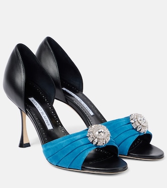 Ansak 90 embellished suede mules | Manolo Blahnik