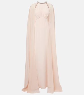 Embellished caped silk chiffon gown | Roland Mouret