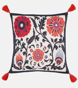 Flowers printed velvet cushion | Les-Ottomans