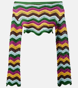 Helena striped cotton-blend crop top | Bananhot