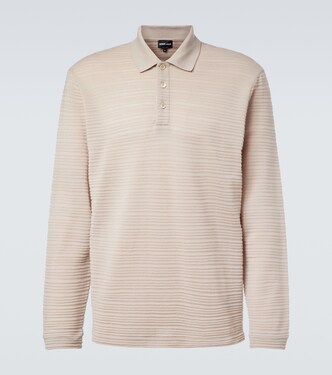 Striped virgin wool jersey polo sweater | Giorgio Armani