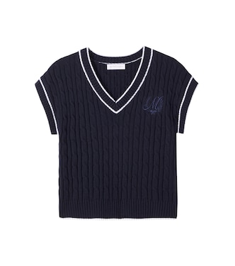 Cable-knit wool and cotton sweater vest | Monnalisa