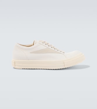 DRKSHDW Vintage suede-trimmed denim sneakers | Rick Owens