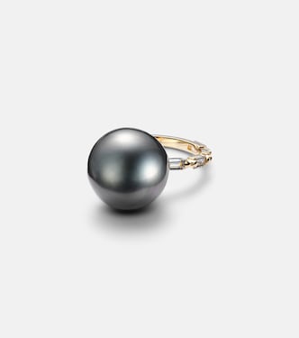18kt gold ring with pearl and diamonds | Suzanne Kalan
