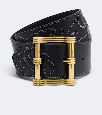 Embroidered leather belt | Etro