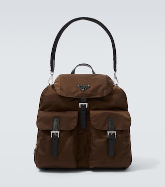 Re-Nylon leather-trimmed backpack | Prada