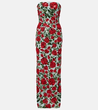 Crimson Rose sequined bustier gown | Là Fuori