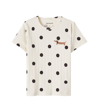 Polka-dot cotton-blend T-shirt | Mini Rodini