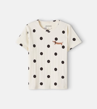Polka-dot cotton-blend T-shirt | Mini Rodini