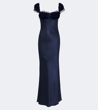 Lace-trimmed silk satin maxi dress | Rodarte