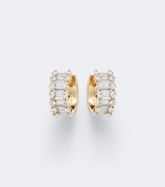 Baguette Love 18kt gold hoop earrings with diamonds | Bucherer Fine Jewellery