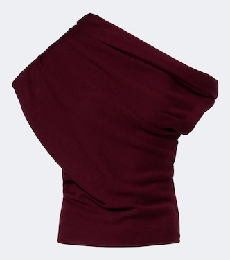 Mabel asymmetric draped wool top | Staud