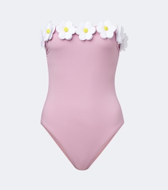 Bañador bandeau Juliet con apliques florales | Karla Colletto