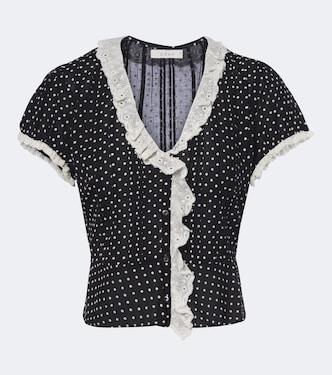 Orella polka-dot cotton voile top | Dôen
