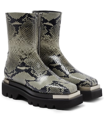 Snake-effect leather ankle boots | Peter Do