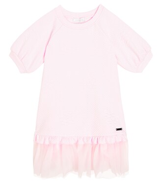 Jersey tulle-trimmed dress | Monnalisa