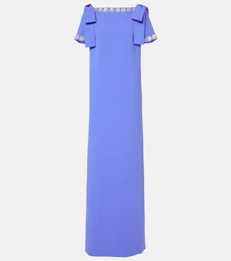 Embroidered bow-detail crêpe gown | Carolina Herrera