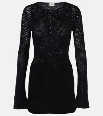 Wool-blend crochet minidress | Saint Laurent