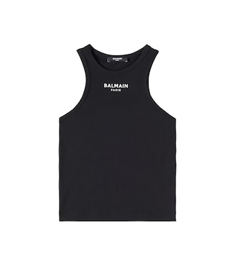 Logo cotton-blend tank top | Balmain Kids