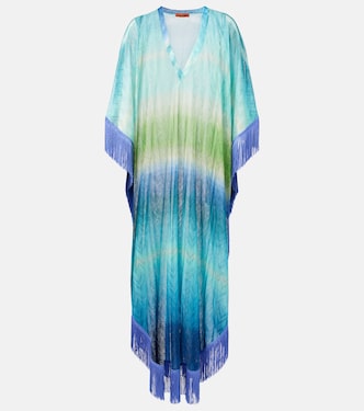 Zigzag fringed crochet lamé kaftan | Missoni