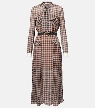Checked chiffon midi dress | Self-Portrait
