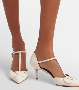 D'Orsay VLogo 65 patent leather pumps in white - Valentino