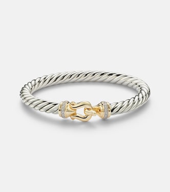 Cable Flex® Buckle sterling silver and 14kt gold bracelet with diamonds | David Yurman