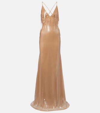 Abito lungo dégradé con paillettes | David Koma