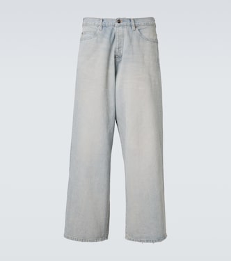 Leather-trimmed wide-leg jeans | Balenciaga