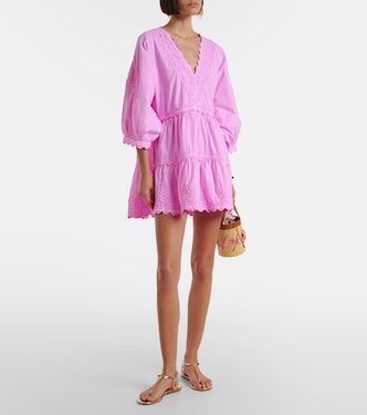 juliet dunn dress pink Pink Grapefruit Poplin V-Neck Midi Dress