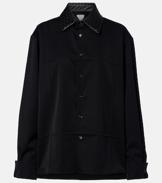 Intrecciato leather-trimmed wool shirt  | Bottega Veneta