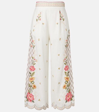Bestickte Culottes aus einem Leinengemisch | Farm Rio