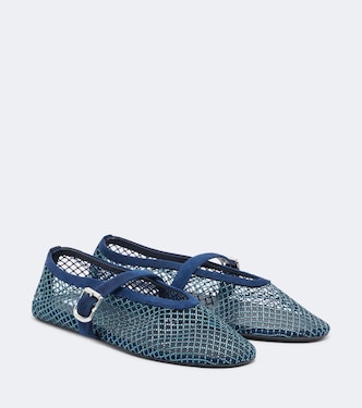 Embellished suede-trimmed Mary Jane flats | Alaïa