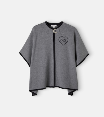 Logo cotton and wool cape | Chloé Kids