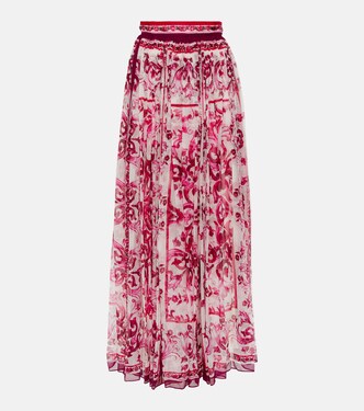 Majolica pleated silk maxi skirt | Dolce&Gabbana