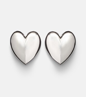 Pendientes Puffy Heart chapados en oro blanco de 10 ct | Jennifer Fisher